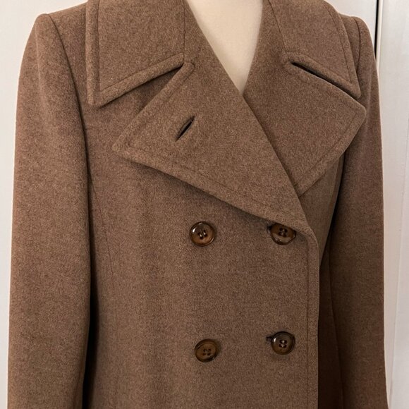 Lord & Taylor Tan Pea Cashmere Coat - Picture 2 of 6